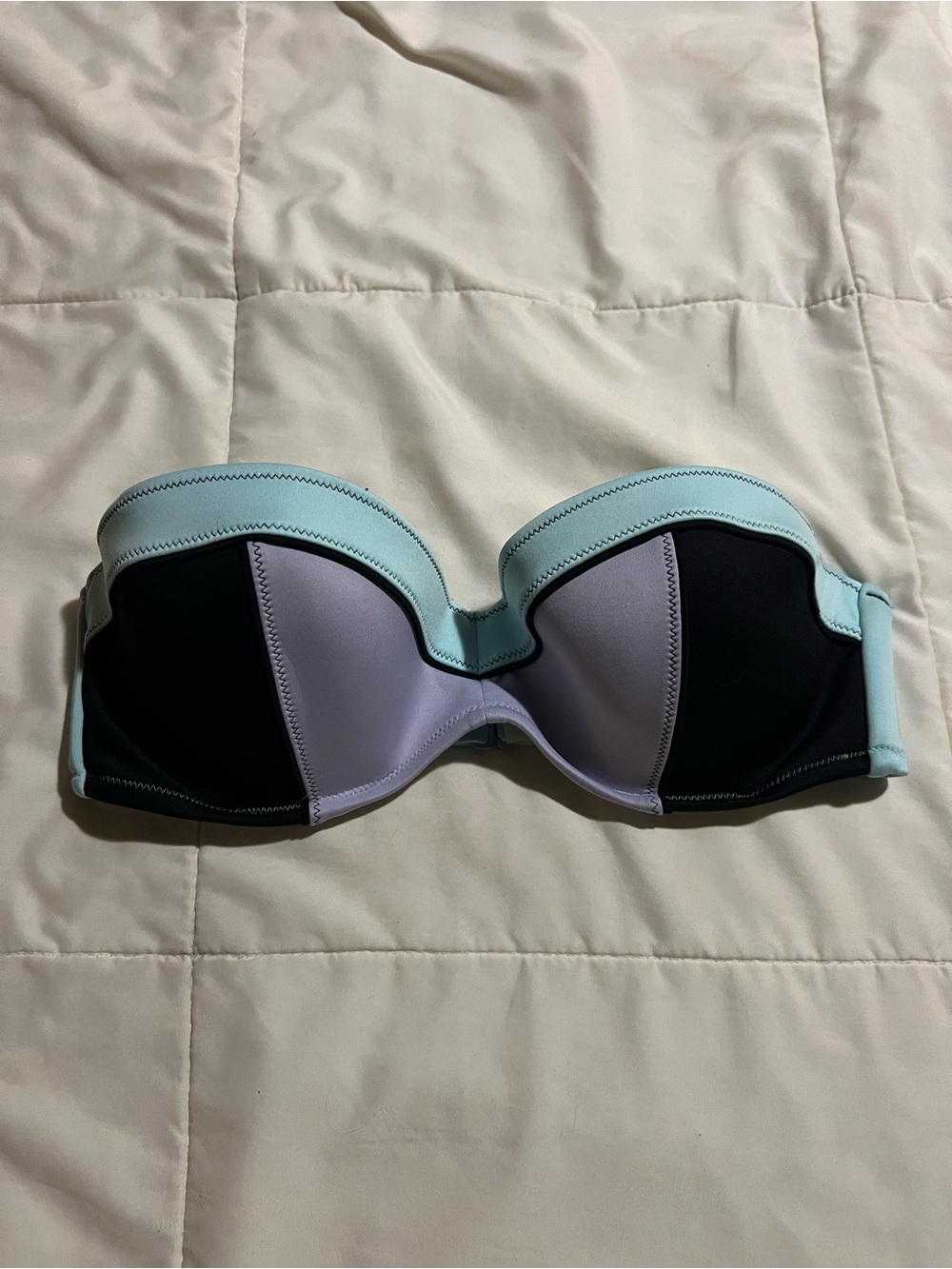 Victoria's Secret Strapless Bandeau Swim Top - Black, Lavender & Mint